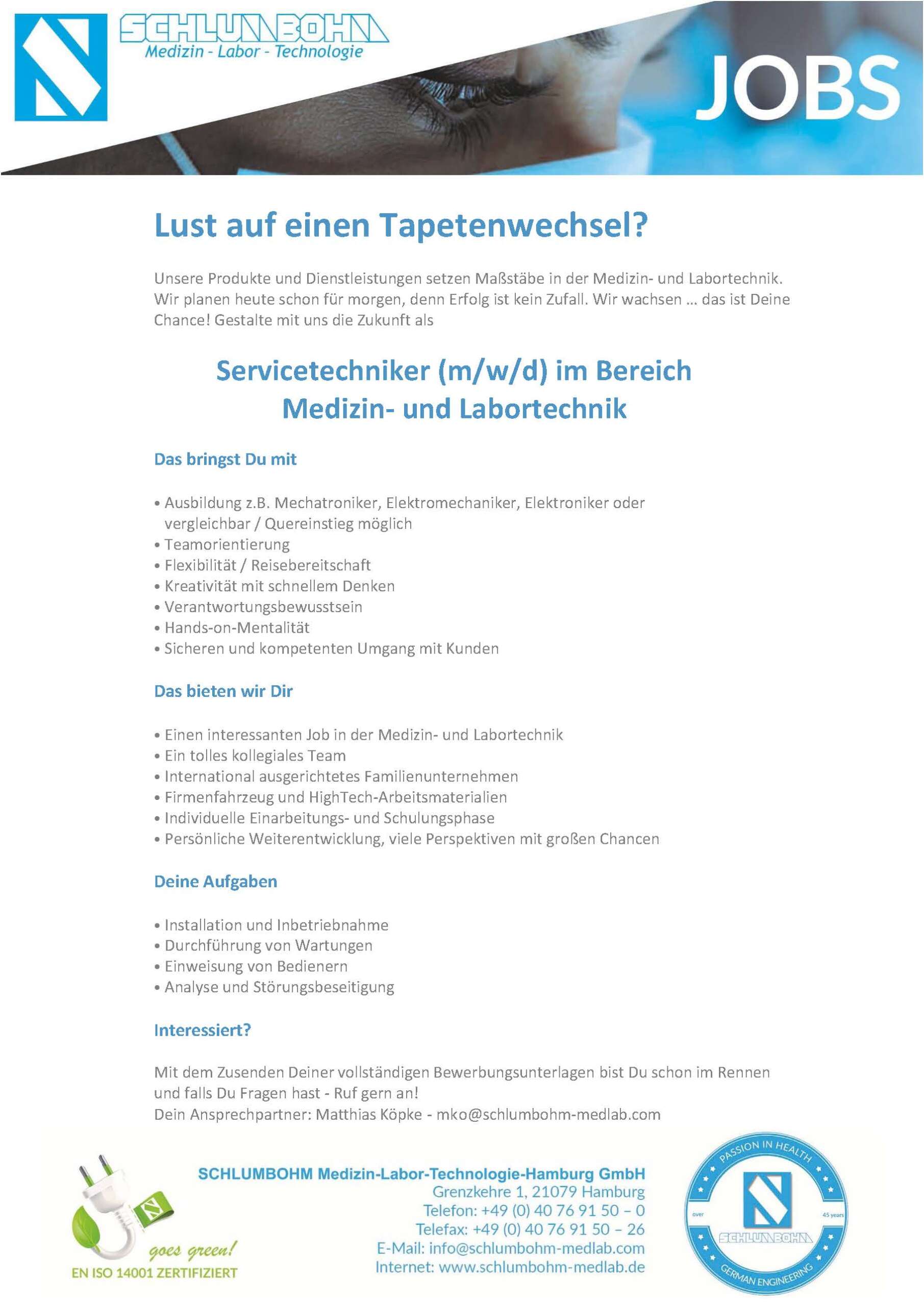 Stellenanzeige Servicetechniker 17.03.23